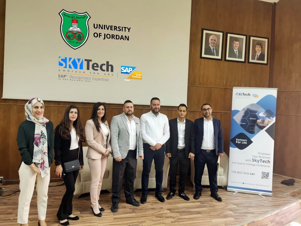 SkyTechconnect's tweet photo. Nothing is more thrilling than being a part of shaping someone’s future, this took place at the @uj_news  when students were awarded certificates of attendance on @SAP Business One. SkyTech, JU and our guest, Mr. M.Al-Homsi, F C,@OpenSooq   enriched the minds of the students #ERP https://t.co/j9LNivox6y