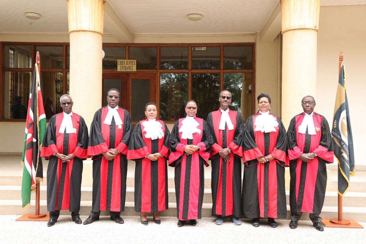 Kenyajudiciary's tweet photo. Judges of the Supreme Court before rendering the judgment of the Presidential Election Petition 2022. https://t.co/O1MSXFsOs3