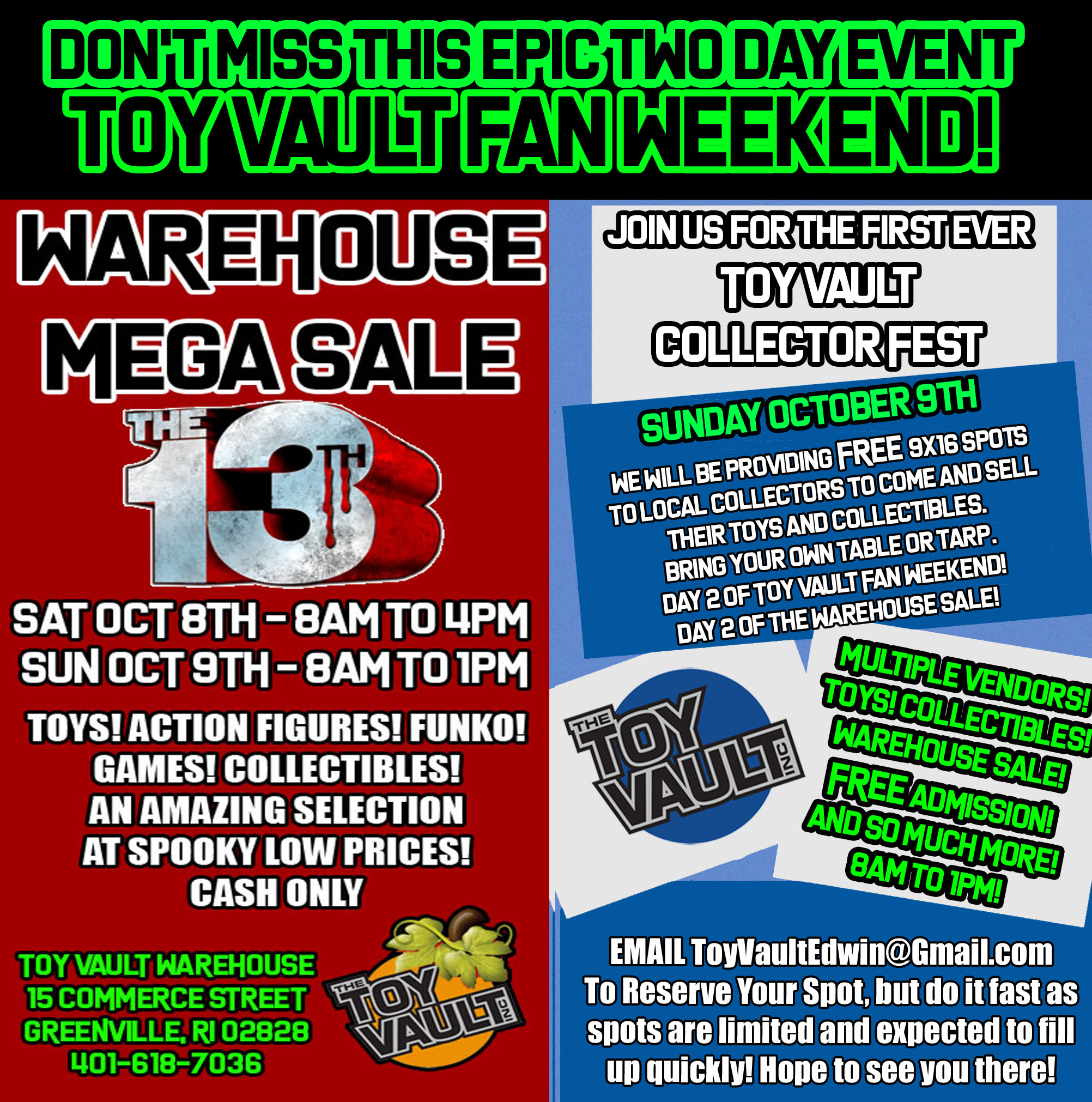 The Toy Vault on Twitter "Sat Oct 8th and Sun Oct 9th we're inviting