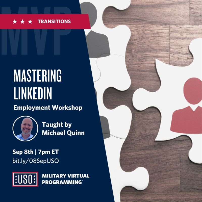 Are you looking for answers as you navigate your career journey? 

Join #USO Transitions on 8 September for the Mastering #LinkedIn workshop with Michael Quinn. 

Register here: bit.ly/08SepUSO 

#USOTransitions