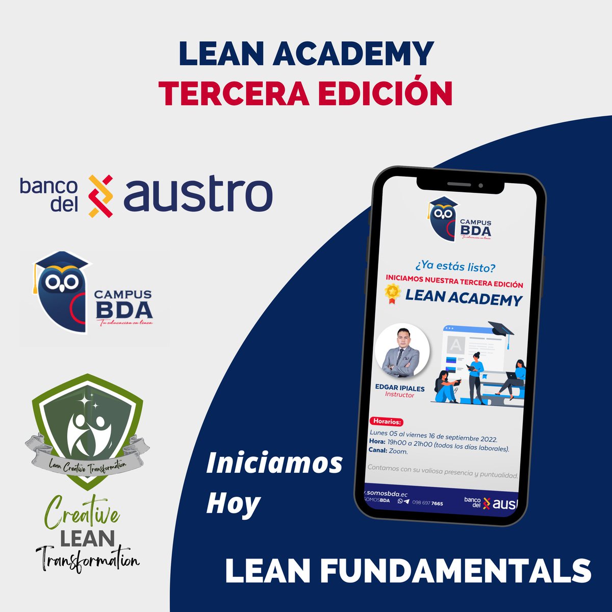 creative_lean's tweet photo. Hoy iniciamos nuestra tercera edición de Lean Academy en @BancodelAustro  Seguimos desarrollando personas y cultura Lean, con miras a seguir generando mejora continua con enfoque en la mejor experiencia de nuestros clientes

#SomosLean
#AprendeLean
#PiensaLean
#PracticaLean https://t.co/HzQgjko3pH
