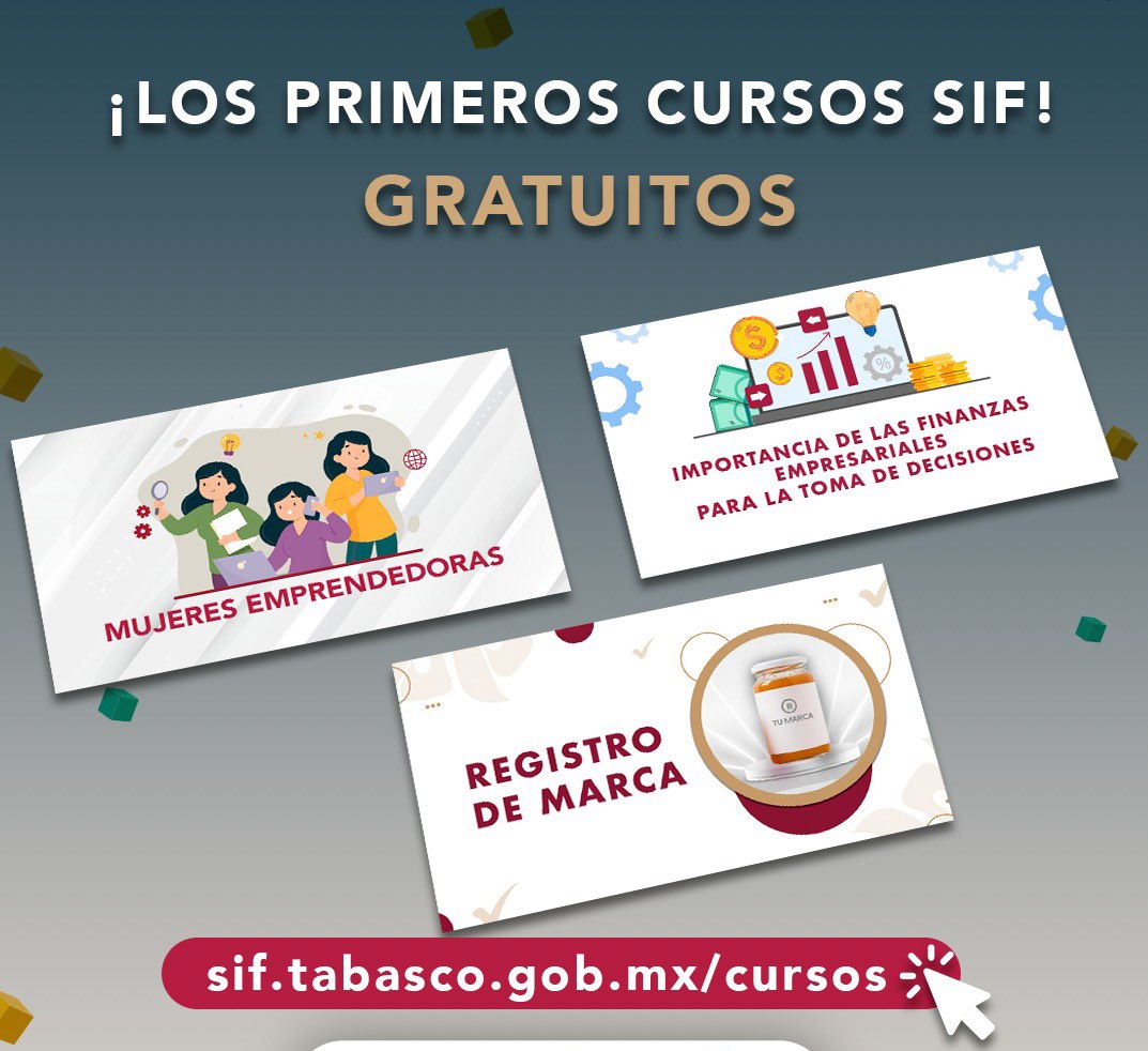 A través de la plataforma de cursos de la #SEDEC puedes adquirir conocimientos empresariales para desarrollar tu negocio o emprendimiento, son totalmente fácil y emite una constancia al terminar. 

📲 Visita sif.tabasco.gob.mx/cursos