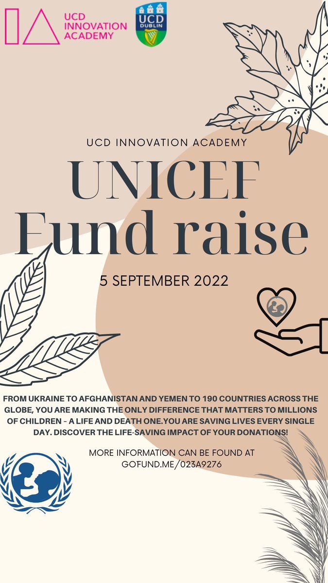 SalmaYoussef__'s tweet photo. We, UCD students, are working in partnership with @UCD_Innovators to raise money to support @unicefireland and their work in Ukraine. We appreciate all support and sharing of our fundraiser. Please donate to: https://t.co/QYYFZgY8vh #unicef https://t.co/U2T0yIoFKv