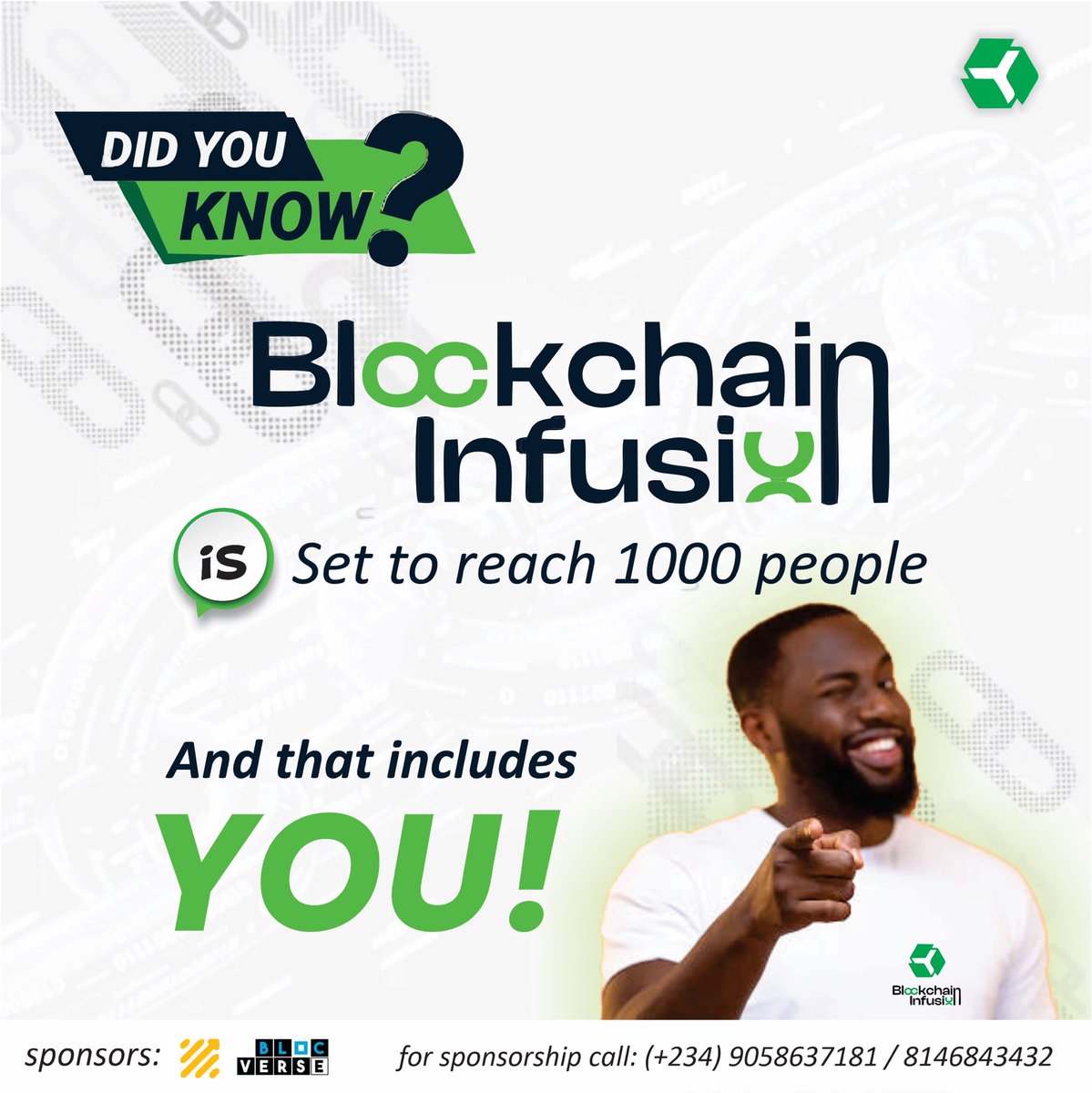 BchainInfusion's tweet photo. Blockchain Infusion starts with YOU!
#Blockchain
#BlockchainInfusion
#BlockchainImpact
#BlockchainEducation
#itstartswithyou https://t.co/COVsJWGWpT