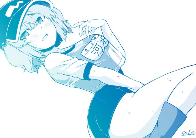 #100日チャレンジ
22日目のにとりさんです。体操スク水。 