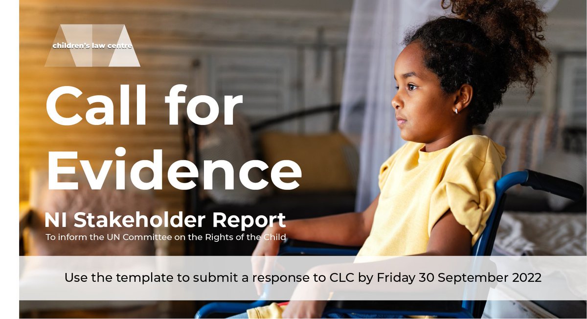 ChildLawCentre's tweet photo. We're updating our NI Stakeholder Report to the UN Committee on the Rights of the Child. If you wish to contribute to the report, please download and use the template we have provided and return it by no later than 5pm on Friday 30th September.
More info: https://t.co/lCCyP96NKQ https://t.co/aZzC3malv3
