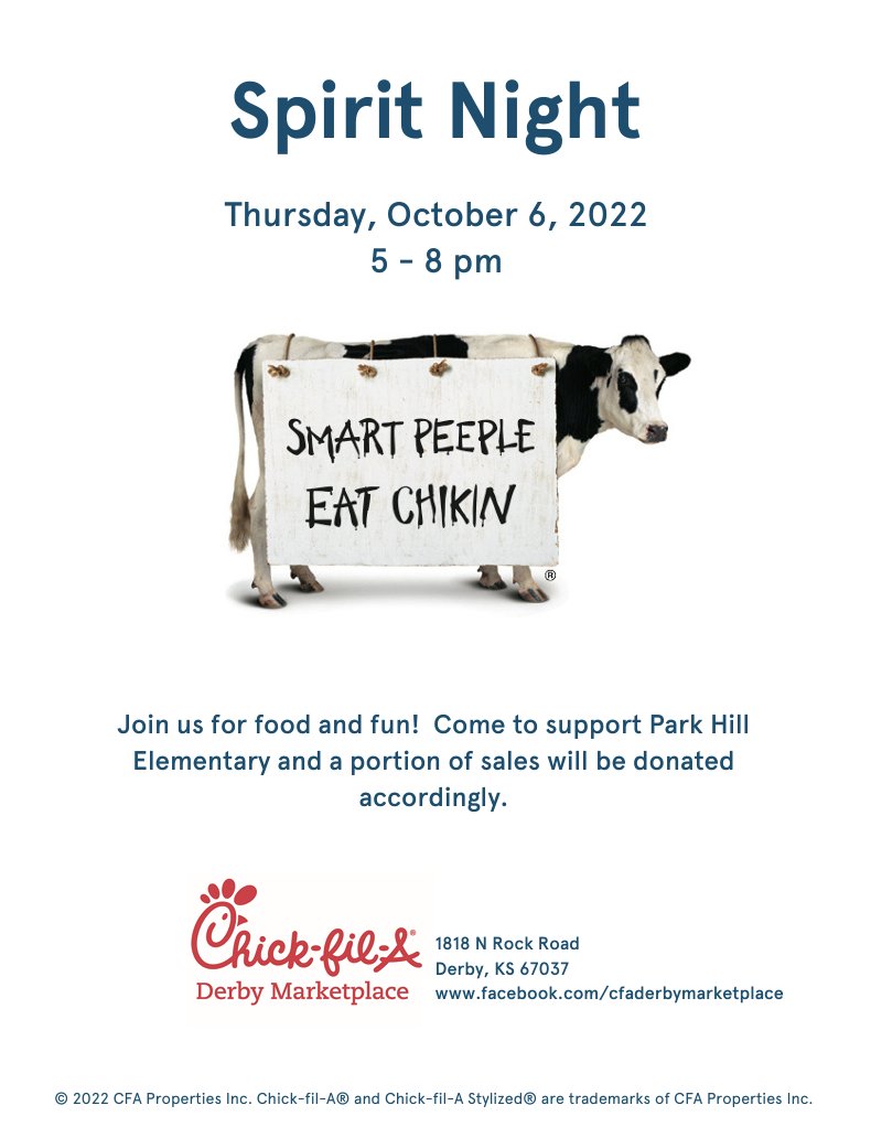 ParkHill260's tweet photo. First (of three) spirit night of the year! Delicious dinner and support our school! Make sure you let the cashier know you are there for Park Hill. :) https://t.co/q1j22e6EZU