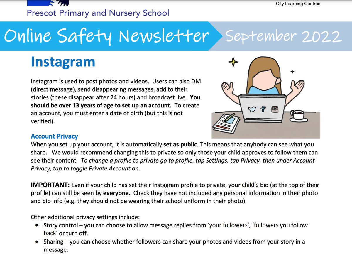 PrescotPrimary's tweet photo. Welcome back to a new year of raising awareness of online safety - for young and old! Click here to read this month's online safety newsletter. #pcpcomputing #pcppshe @Knowsleyclcs 
https://t.co/IS1ltmBAtC https://t.co/LomzA5EQvF
