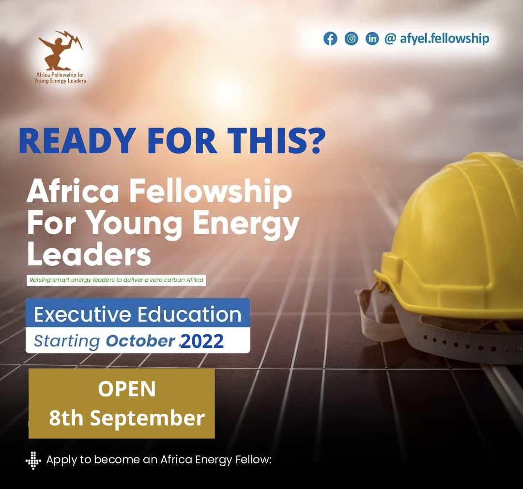 RETTInstitute's tweet photo. BRACE YOURSELVES! Dust your applications! Give it up for the academic energy fellowship that changed everything. Get set for the #Africa #Fellowship #for #Young #Energy #Leaders (AFYEL). Applications open on 8th September.
GET READY!
#Afyel #leaders #energy #africa https://t.co/C2c6gOUl5p