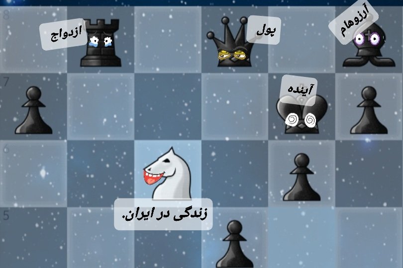 وقتی یه چنگال تمیز تو شطرنج میزنی، 
ولی متوجه میشی در واقع چنگال تو کون خودت بوده.🥲🥲🥲