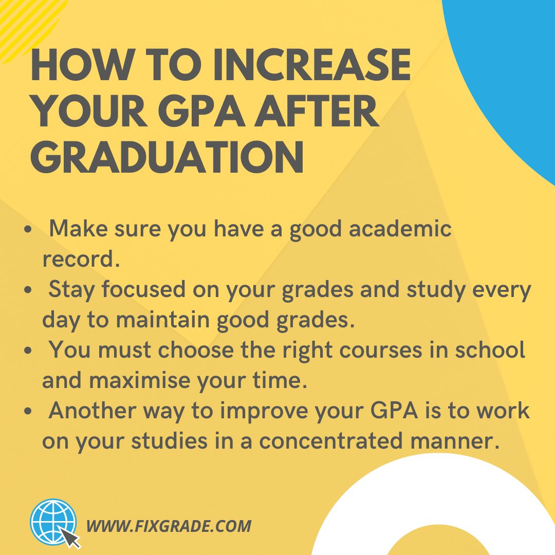 HOW TO INCREASE YOUR GPA AFTER GRADUATION-
fixgrade.com
#IOTA  #DevOps #DEVCommunity #engineerstalk #code #html #css #java #reactjs #Python #nodejs #javascript #developer #retweet #100DaysOfCode #AI #ml #machinelearning #digitalmarketing #fintech #TensorFlow #php #Code
