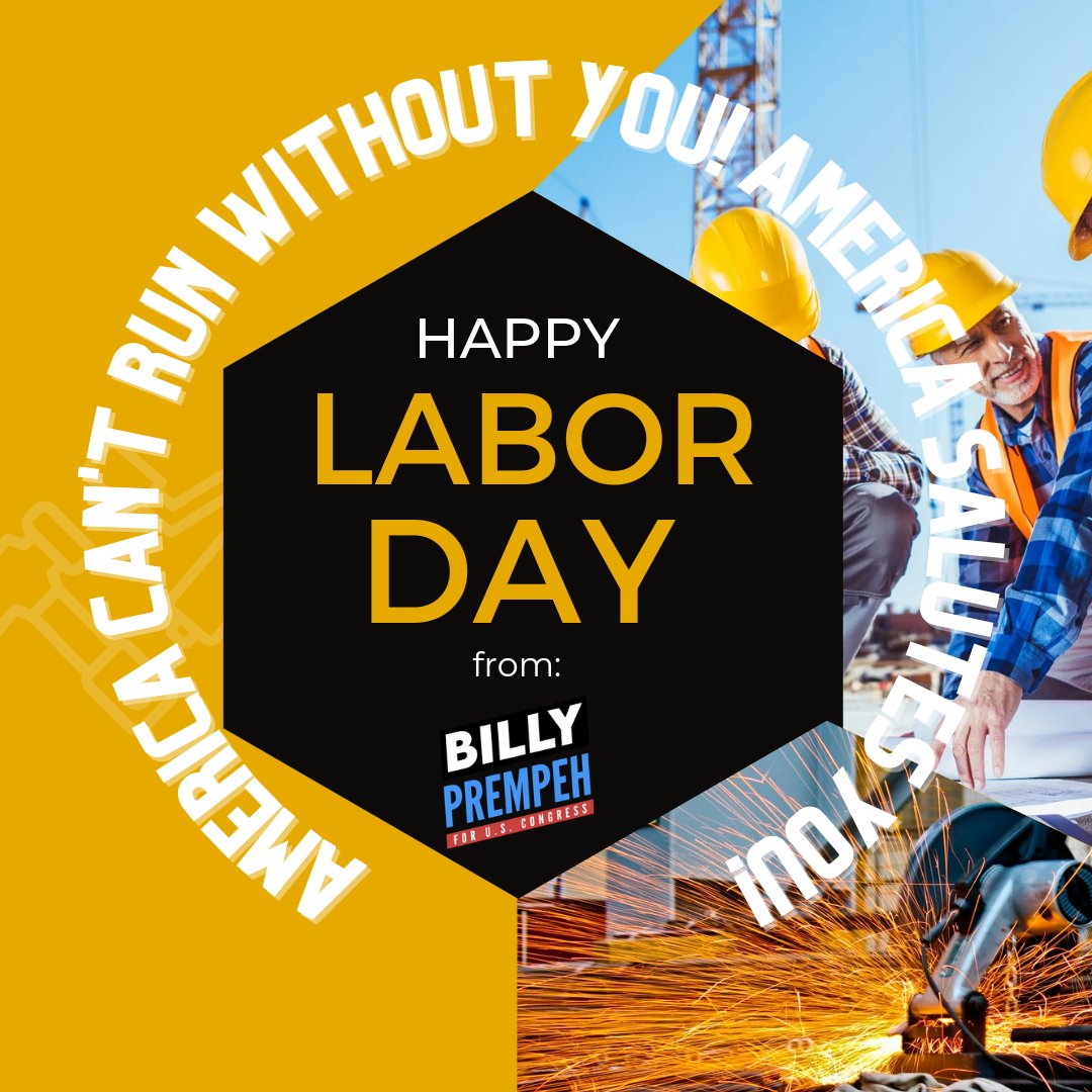 Happy Labor Day to to all of America's hard workers! America can't run without you! Today we shouldn't just honor America's workers and unions, but also recognize the daily sacrifices our hard working men and women make to keep our country running! Billy salutes you! #LaborDay
