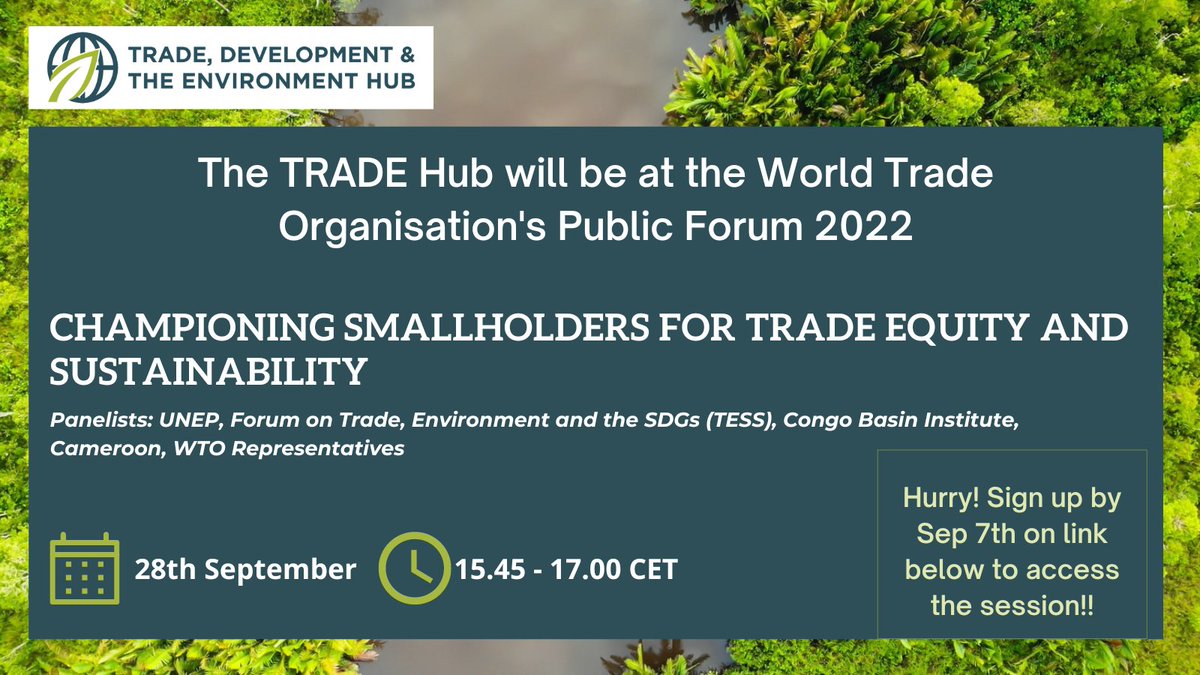 GCRF_TRADE_Hub's tweet photo. 📢 The #TRADEHub will be screening it's new documentary, "A Smallholder's Voice", at the @wto's Public Forum on 28th Sep, followed by an expert panel discussion.

Hurry! Sign up on this link before 7th Sep to access the live event: https://t.co/IB3e6UZvmv https://t.co/FvZH6uMbZ3