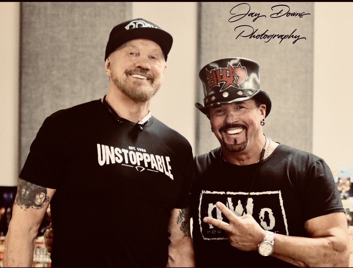 Took this picture at WrestleCon in Ashland,Ky. I love the friendship between these two <a href="/Marcbuffbagwell/">Marcus Bagwell 🎩</a> looks amazing and Big Thanks for all you do <a href="/DDPYoga/">DDPY</a> <a href="/RealDDP/">Diamond Dallas Page</a>