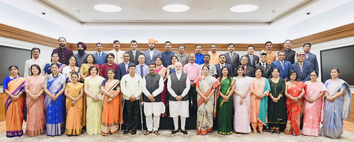 Dharmendra Pradhan (@dpradhanbjp) on Twitter photo Our National Award winning teachers had a memorable interaction with PM <a href="/narendramodi/">Narendra Modi</a> ji today evening.
Gratitude to Hon. PM for his constant guidance and continuous motivation to our teaching fraternity. Our National Award winning teachers had a memorable interaction with PM <a href="/narendramodi/">Narendra Modi</a> ji today evening.
Gratitude to Hon. PM for his constant guidance and continuous motivation to our teaching fraternity.