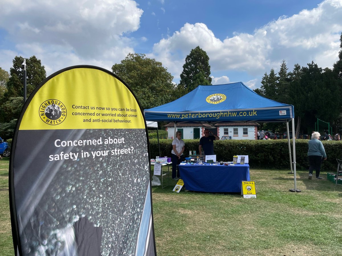NWPeterborough's tweet photo. Our Neighbourhood Watch team enjoyed one of the best days on Saturday - selling security items, badging making for kids and signing more up to the Watch network. Central Park Family Fun Day 3/9/22 😎 https://t.co/oQcizLE2IZ