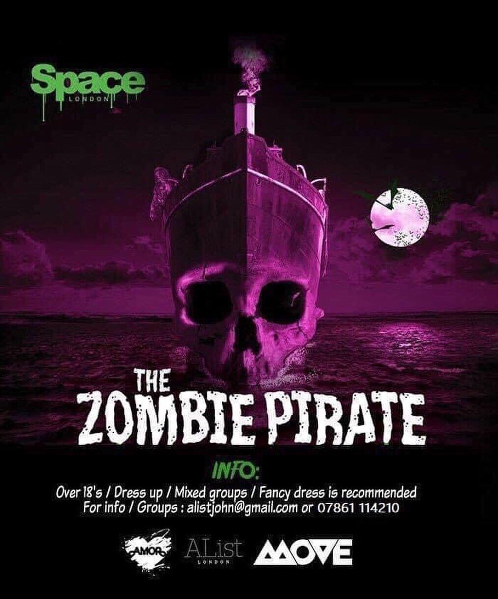 Flash sale for Space London presents: The Ghost Ship only £9.99 today 🎃 Buy at: buytickets.at/alist/759148 👻 #Halloween2022 #HouseMusic #BoatParty #AfterParty #SpaceLdn #FancyDress #HalloweenParty #London #TheGhostShip #TheZombiePirateShip #AfterParty #TechHouse #DeepHouse #DJs