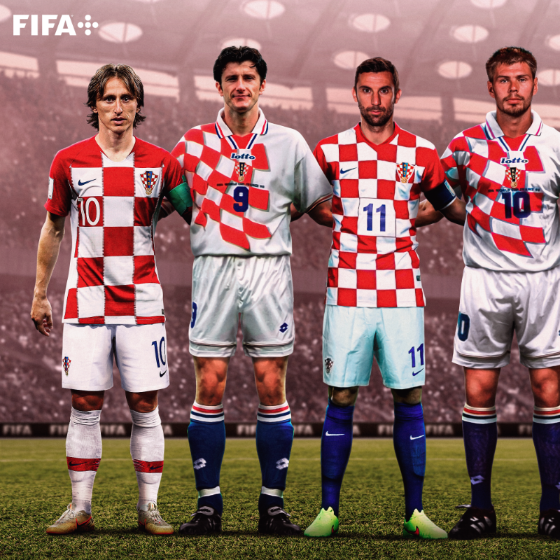 FIFAWorldCup's tweet photo. Past 🤝 Present

What a line-up for @HNS_CFF 🇭🇷