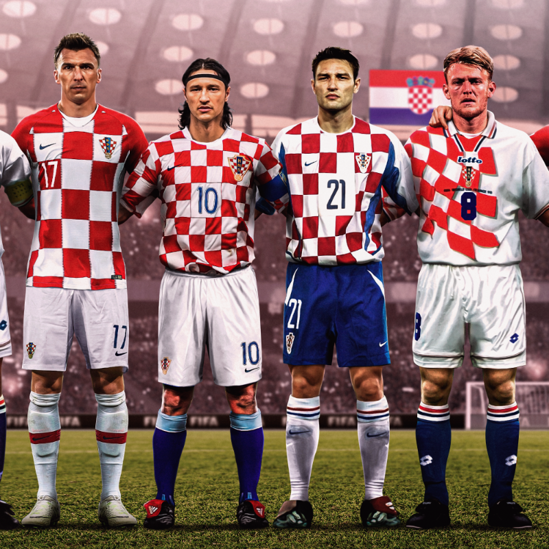 FIFAWorldCup's tweet photo. Past 🤝 Present

What a line-up for @HNS_CFF 🇭🇷