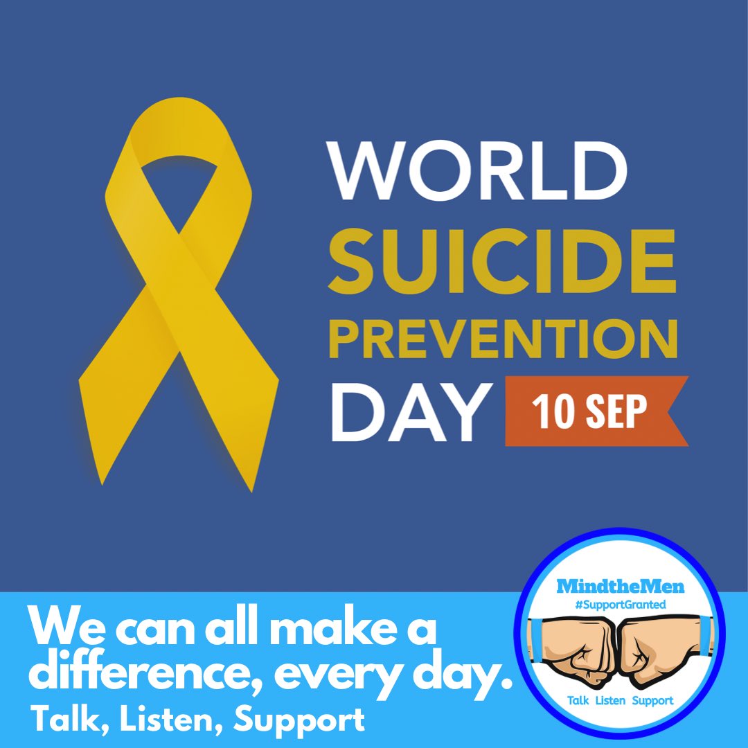 Suicide prevention is everyone’s business. How can you help? 
Share that clubs like MindTheMen exist and are there to help provide other options to suicide. 
MindTheMen continue to meet every Monday 7pm - 9pm to talk , listen and support suicide prevention.
🤜🎗🤛