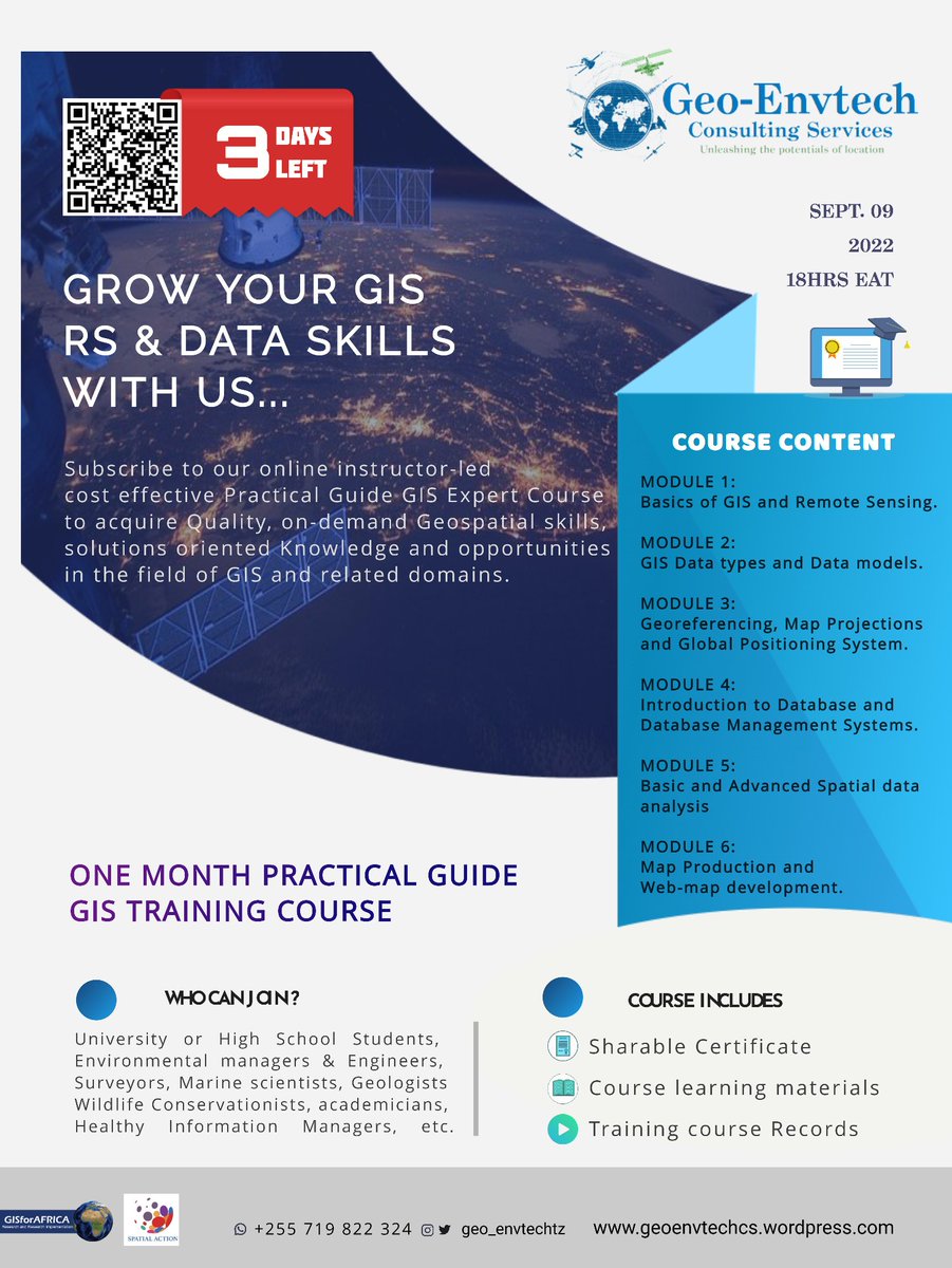 Geo_envtechtz's tweet photo. 3️⃣ DAYS TO GO....https://t.co/gWF9Wvt1rE 
#GIS #geospatial #gischat #Geoscience #DataScience #ArtificialIntelligence #DeepLearning #OnlineTraining https://t.co/2CsV3soW2O
