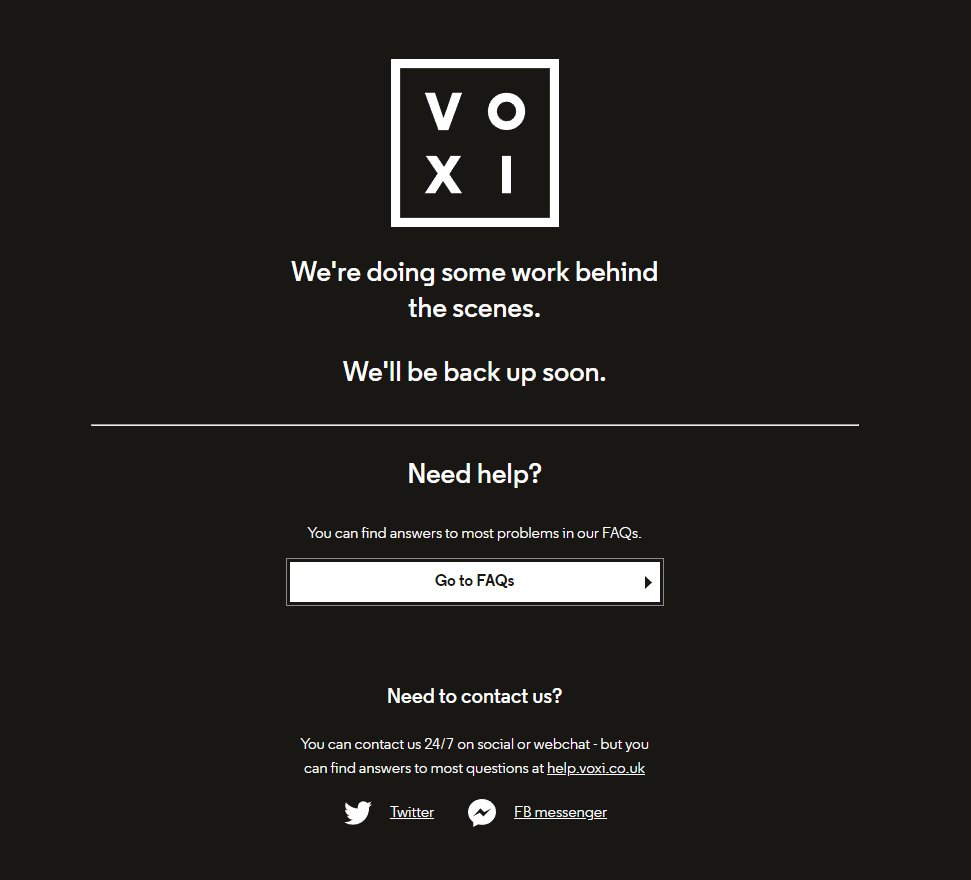 Ellie_Chestertn's tweet photo. @VOXI_UK I've been trying to log into my account on multiple occassions in the last few weeks, and have been met with this page. Any idea when the maintenance will be finished so I can access my account? Thanks :) https://t.co/LMa3YYk897