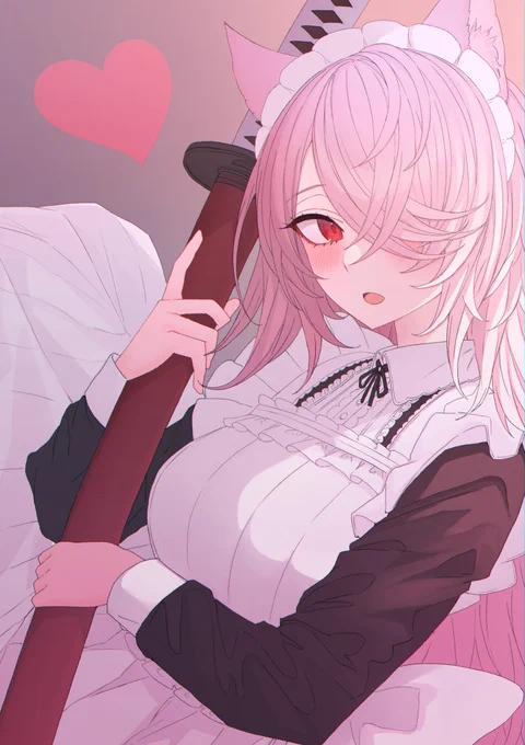 #100日チャレンジ #OC #創作15日目 ケモ耳帯刀メイドさん 