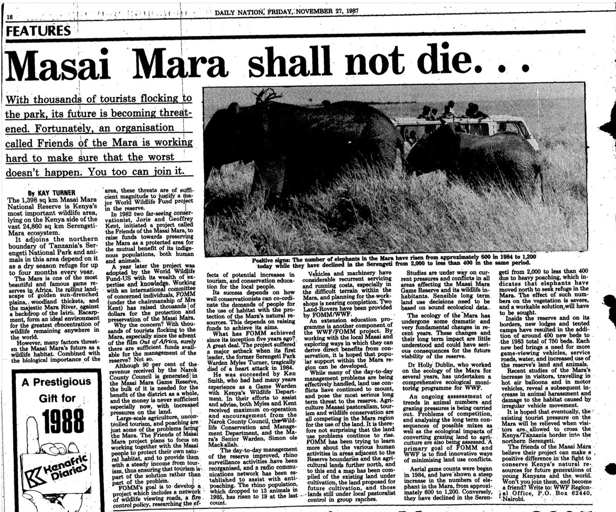 WWF_Kenya's tweet photo. From the archives. 35 years ago. #MondayMotivation

As #MaraDay approaches, it's worth noting that our efforts, in collaboration with many stakeholders, have led to the stable &amp; steady rise in wildlife population while also ensuring communities directly benefit from conservation. https://t.co/JllwaBkvVA
