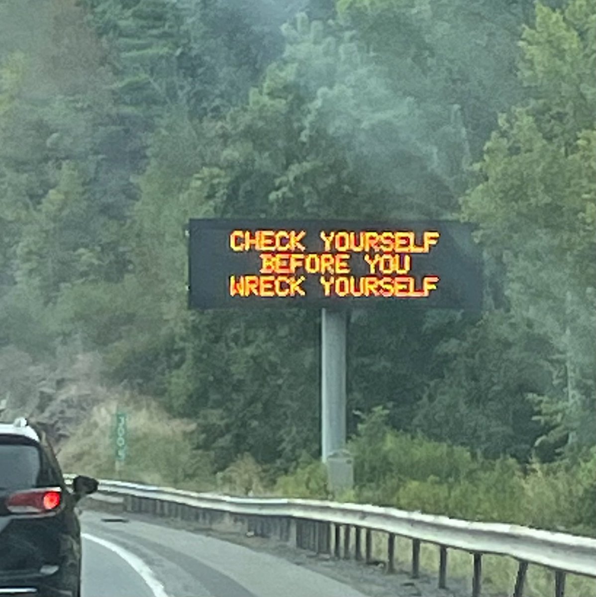 BeaGeo08's tweet photo. @icecube coming in strong with the Labor Day roadside warnings https://t.co/ZLtfvgyPA3