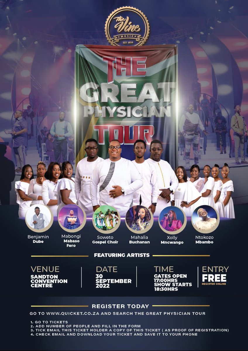 South Africa is the first stop in the Hreat Physician Tour. Let’s get ready to have a good time in worship. Jam packed lineup. Register for your ticket below and be ready!!!

qkt.io/GreatPhysician…