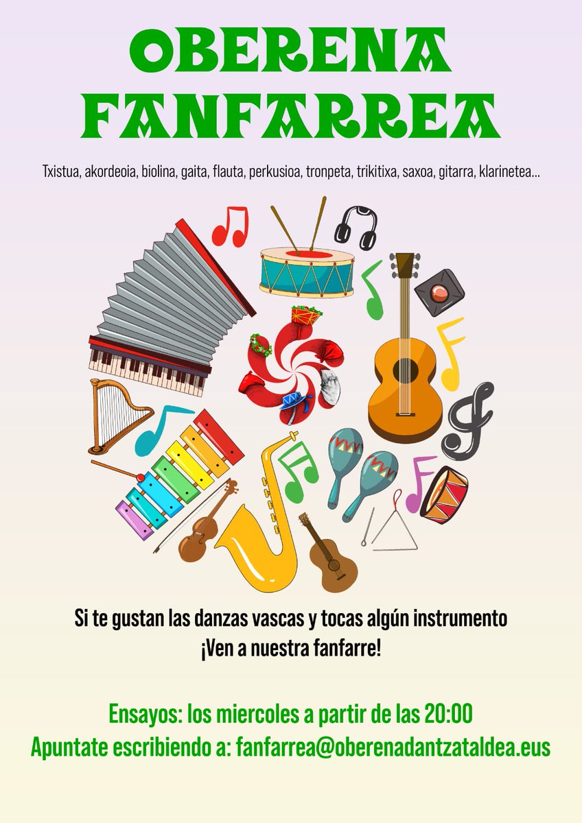 OberenaDT's tweet photo. La fanfarre Oberena busca músicxs

¡¡Animaos!! https://t.co/adN44oneRX