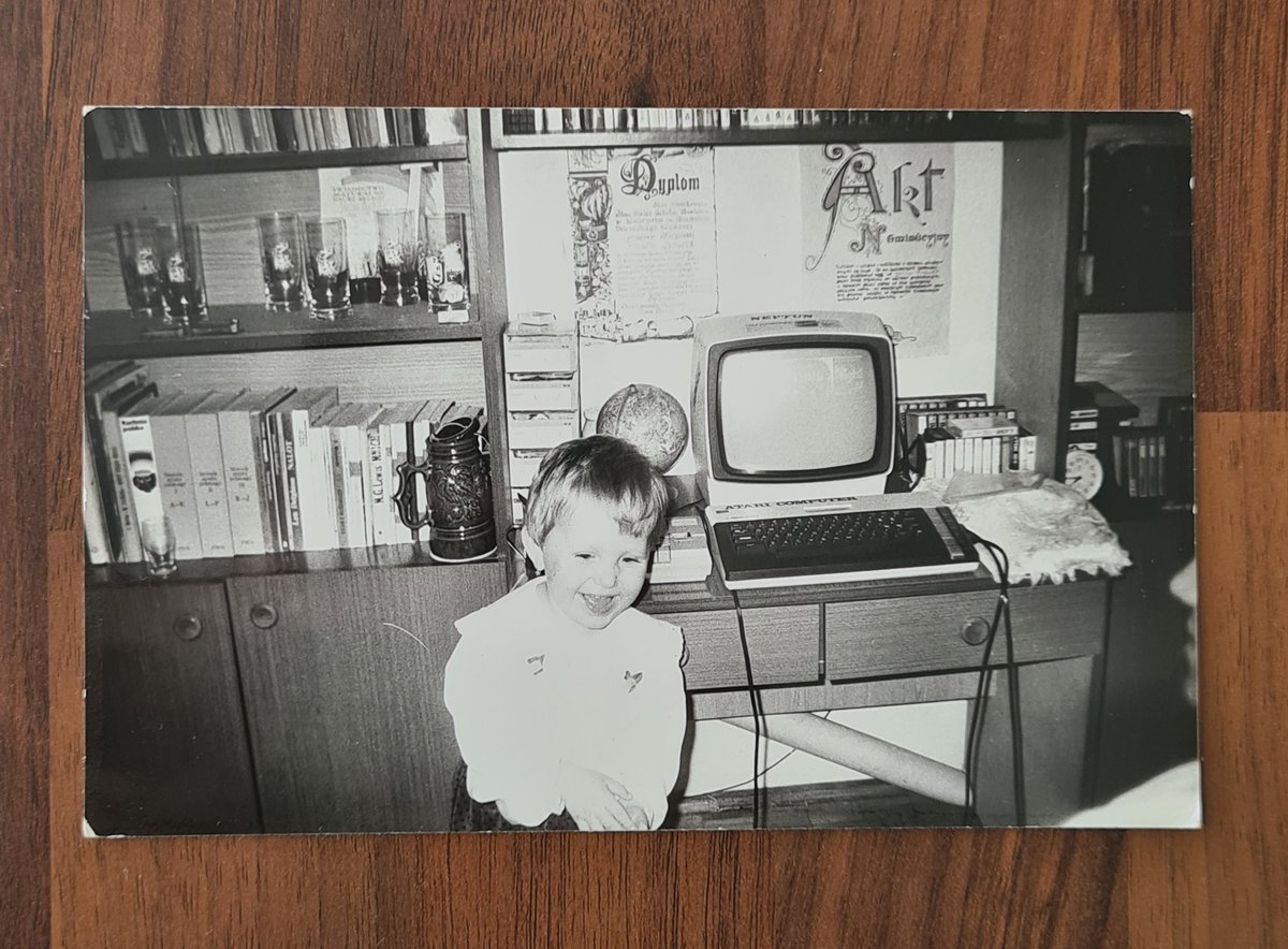 P_theprgirl's tweet photo. Look what I've found! Me and my first computer!😂
My first favourite game on Atari was Preliminary Monty, I could play with my eyes closed 😁
Apparently it's in my blood from the very beginning 🤷🏼♀️
#atari #oldgoodtimes #games #vintage #vintagegames #retrogames https://t.co/PZQWMwN34E