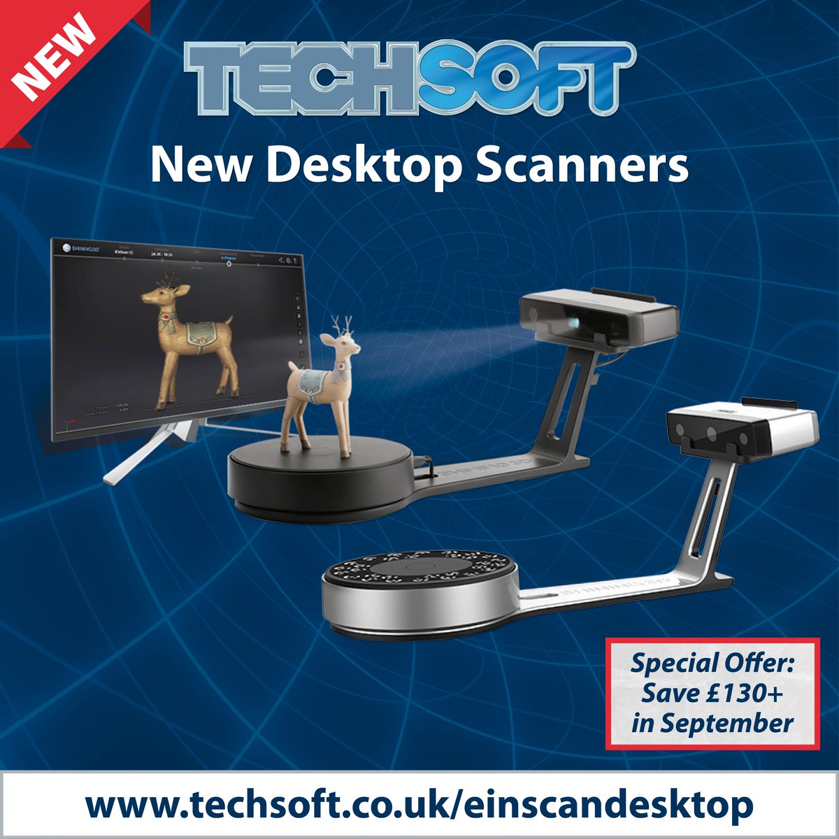 TechSoft are excited to introduce desktop 3D scanners to our range. You can save £130 or more if you place an order in September. You can find out more on our website below: techsoft.co.uk/products/3d-sc…
