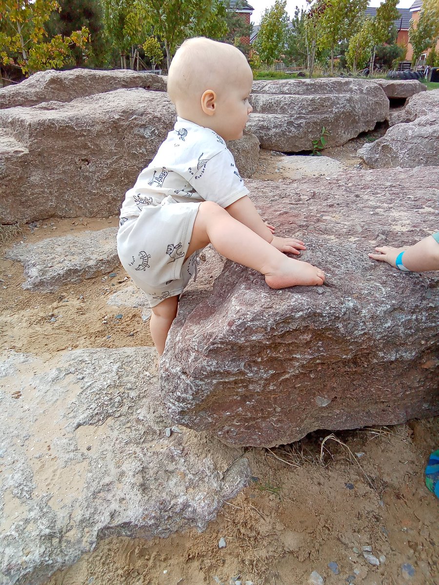 AshbridgeMaxy's tweet photo. Bluebells babies had lots of fun playing and exploring on the field. They loved to play ball as well as some risk taking, crawling and climbing over the rocks. #physicaldevelopment #seekingchallenges #takingrisks #outdoorfun #happybabies https://t.co/r1Gn3gyrLd