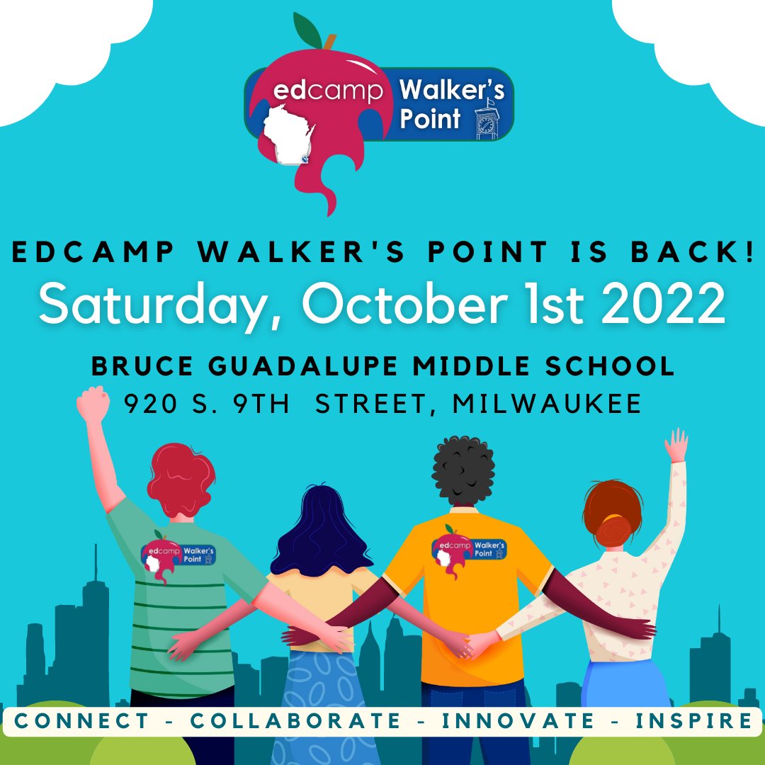 EdCampWkrsPoint's tweet photo. EdCamp Walker's Point is on Saturday, October 1st!  We look forward to hosting educators from across the midwest for an inspiring day of collaboration, inspiration, innovation, and connections. Have you registered yet? https://t.co/FNzffyIt2s https://t.co/B5ePldBNhE