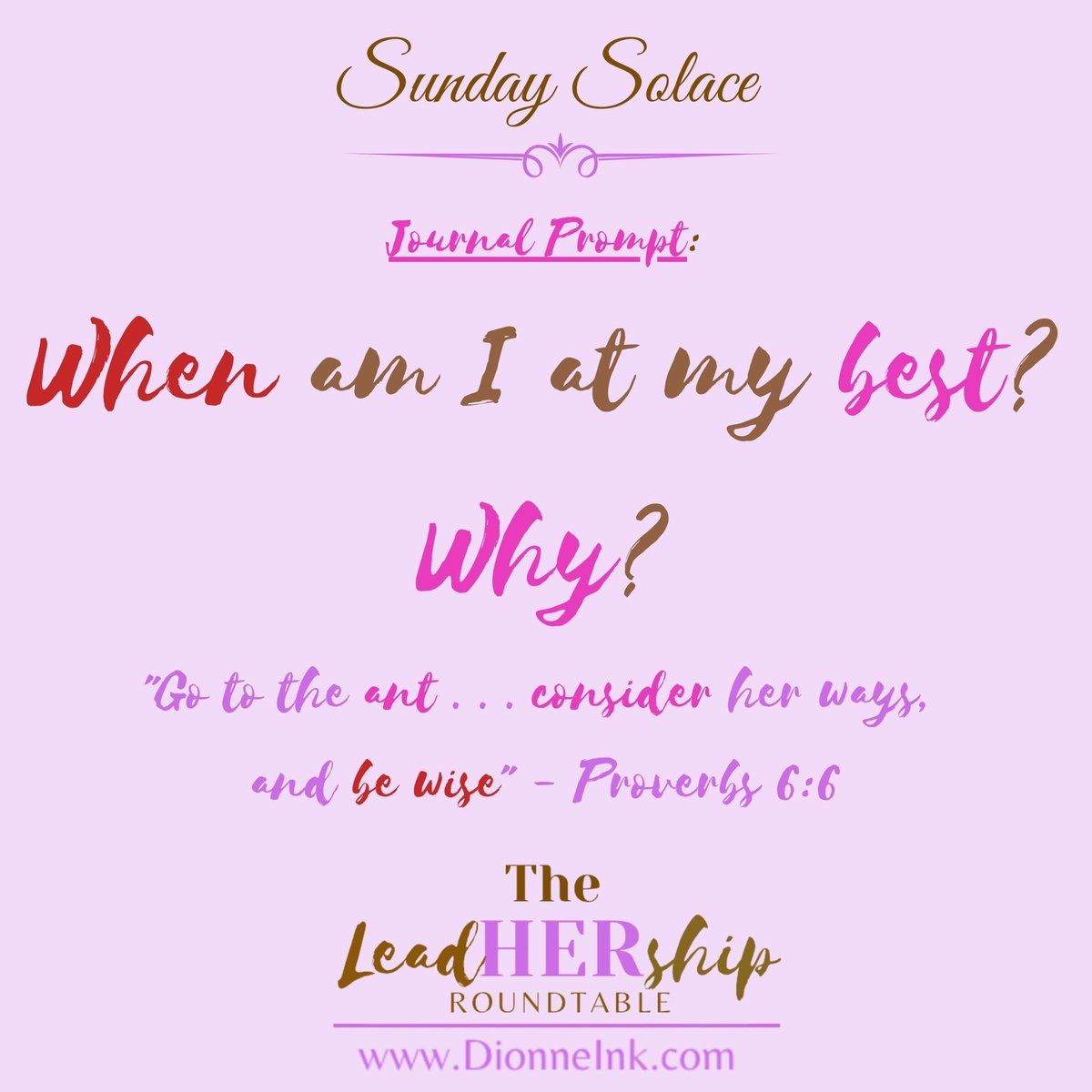 DionneInkLLC's tweet photo. #SundaySolace 

♥️Excited to share this week’s journal prompt. 

Why Journal❓
I’m glad you asked. It can be a source of reflection, exploration, perspective, and inspiration 💭.

#TheLeadHERshipRoundtable #DionneInk @leaders_black #Coaching #Journaling https://t.co/zt8NU1U0qd