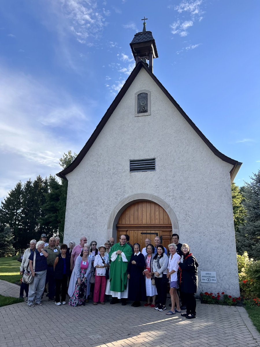 ThePilgrimages's tweet photo. First day on #pilgrimage in Wisconsin! Sr. Maria Victoria, a Chilean nun who lived for many years in #Schoenstatt, #Germany brought our pilgrims to visit and pray at the International Schoenstatt #Shrine, an exact replica of the shrine in Germany. https://t.co/IVQXWXk12L