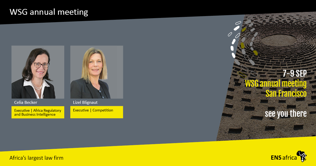 ENSlaw's tweet photo. #ENSafrica’s Celia Becker and Lizel Blignaut will be at the WSG annual meeting 2022 in San Francisco. We’re looking forward to seeing our fellow WSG members in person for the first time since 2019! Read more here: https://t.co/cqJpwf9zte
#WSGEvents2022 #worldservicesgroup https://t.co/IRPgg3aYVu