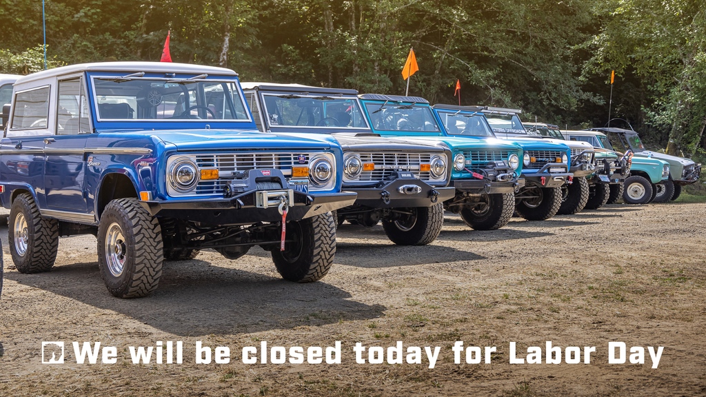 We will be closed today in observance of Labor Day. We will be back at it tomorrow to help you with all your early Bronco needs.

#tomsoffroad #fordbronco #earlybronco #classicbronco #vintagebronco #laborday #leadingthetrailsince76