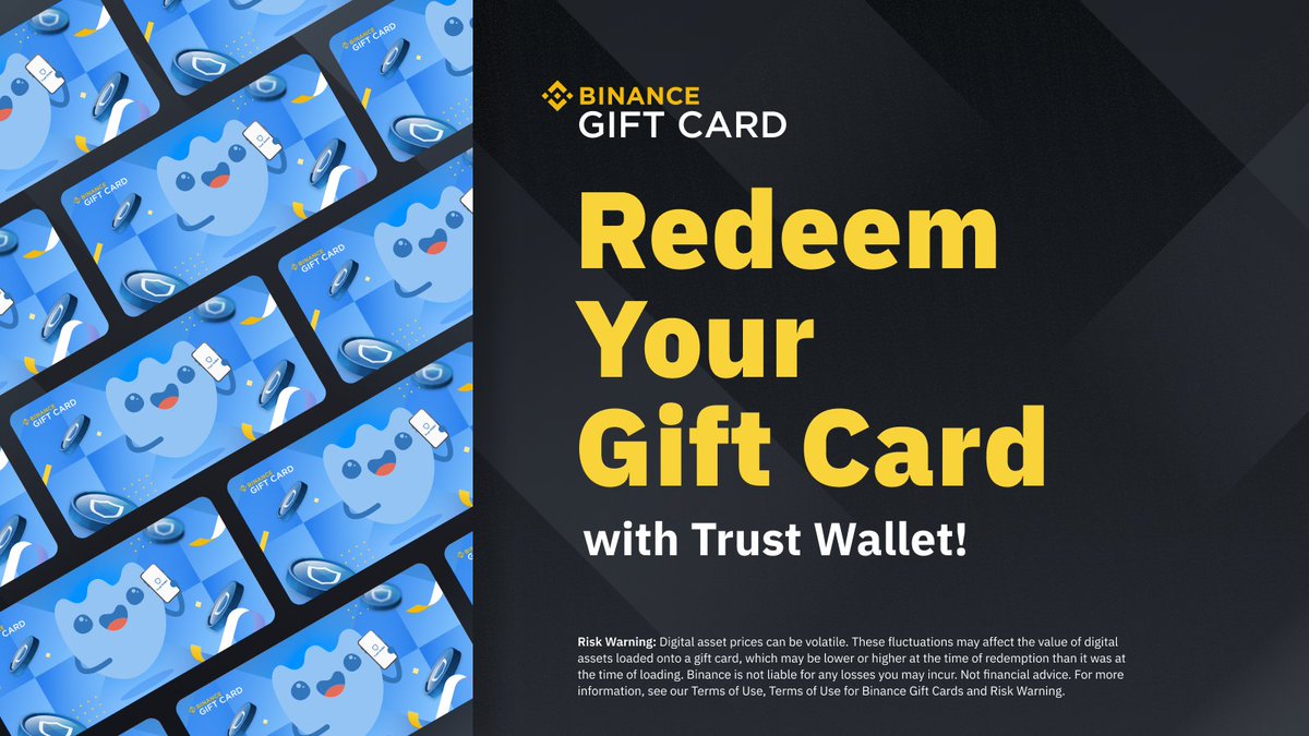 Redeem your #Binance Gift Cards safely from anywhere, at anytime with our  new crypto wallet partner, @TrustWallet! Find out more ➡️  https://t.co/rbyV3h9edb
