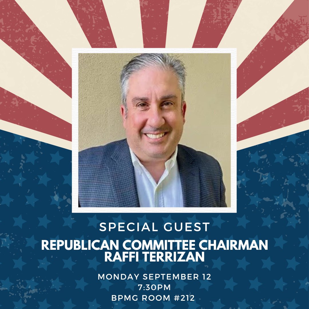 WCUPA_GOP's tweet photo. 🚨🚨 ATTENTION CR’s 🚨🚨

— Our first kickoff meeting for the 2022-2023 school year is NEXT MONDAY, September 12th! 

Dr. Raffi Terrizan, the new RCCC Chairman, will be speaking to our group about the upcoming midterm elections!
See you next week! 
—————————————————
#Midterms2022 https://t.co/UlUSmSMEtz