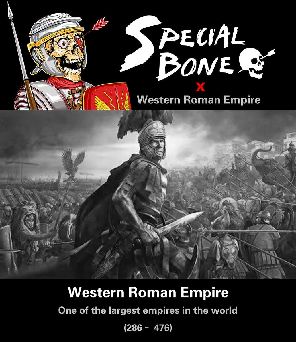 special_bone's tweet photo. The Western Roman Empire
One of the largest empires in the world. The Empire perished, which was called the turning point of European Civilization.

SpecialBone Collection #638
Follow  @special_bone @0xCodingfy
Like + RT this post 
5x Free Mint Whitelist 
#NFTGiveaway #NFTartist https://t.co/jZNHZtGLRy