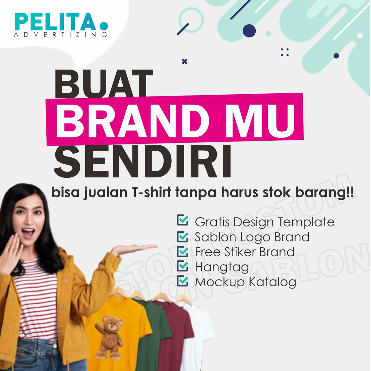 Buat brand kaos mu sendiri, bisa jualan tanpa harus stok barang.....