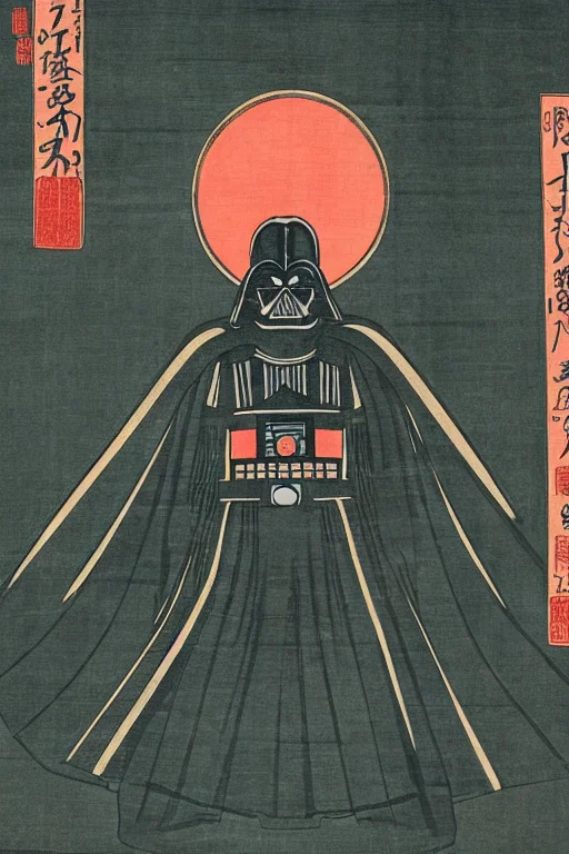 VisualPrompts's tweet image. Japanese woodblock print of  Darth Vader, Hokusai 

Seed: 3396053549
CFG: 7

Stable Diffusion