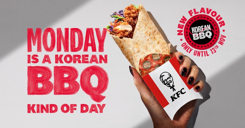 KFC_UKI's tweet photo. Monday, Tuesday, wrappy days. Wednesday, Thursday, happy days. Friday, same. The new KFC Twister Wrap of the Day - five days, four flavours, all just £1.98.
