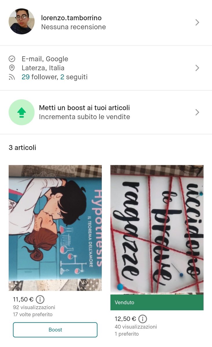 ragazzi, per chi sia interessato ad acquistare the love hypothesis, l'ho messo in vendita su vinted. se vi va, passate
vinted.it/member/8428002…