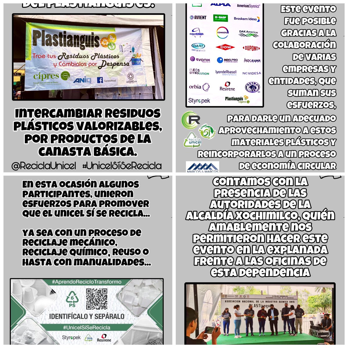 reciclaunicel's tweet photo. El sábado pudimos participar en la edición 2022 del #Plastianguis @ANIQuimica CIPRES en @XochimilcoAl 
Resaltamos la importancia de la #separación y #valorización y #reciclaje de los #residuosplásticos, vía el intercambio por productos de la canasta básica #unicelsíserecicla https://t.co/GVDjDJWwC9