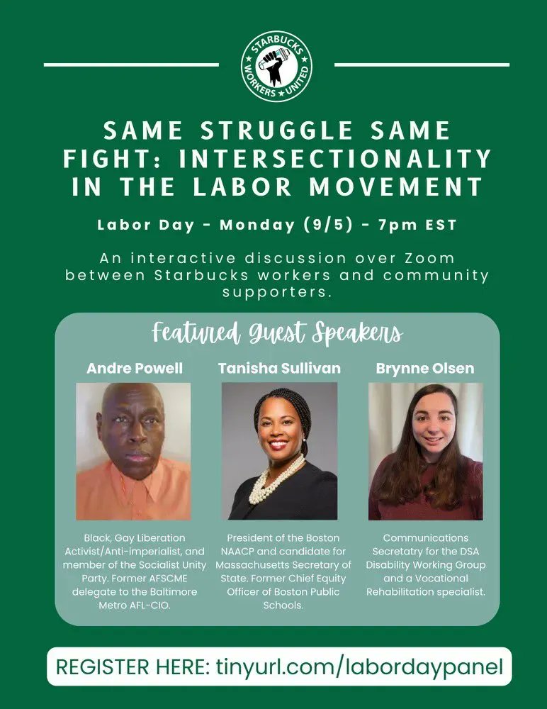 DSA_Labor's tweet photo. Join a @SBWorkersUnited discussion featuring @DSADisability Communications Secretary Brynne and other guests tonight to learn about intersectionality in the labor movement.  https://t.co/YdiS1M4UvZ https://t.co/smirNrQa4Z