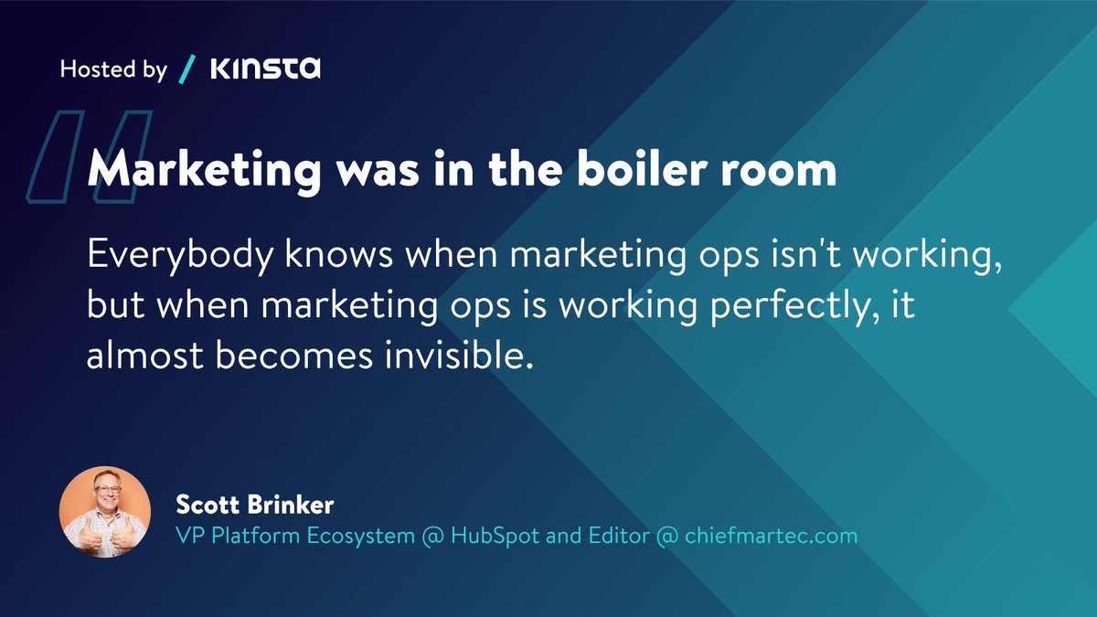 chiefmartec's tweet image. It's not about how you get fifty different #martech tools. It's how you get one or two and use them really well.

I talk to @jonrichpen all about this on @kinsta’s #REPodcast. kinsta.com/podcast/market…