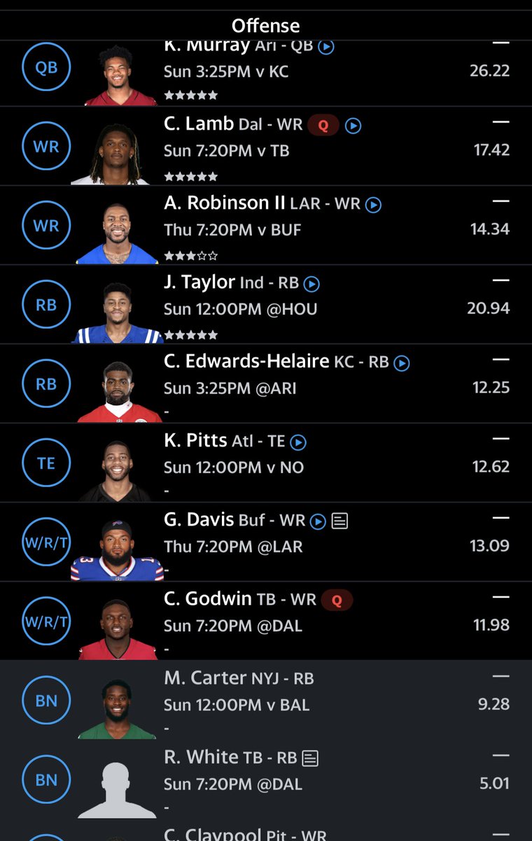 Browsdower's tweet photo. #FF #fantasyfootball team 2. 12 tm ppr from slot 1 https://t.co/tE3PqXt48M